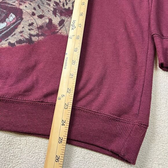 Women's Def Leppard Graphic Crewneck Sweatshirt Maroon size M - Picture 6 of 9